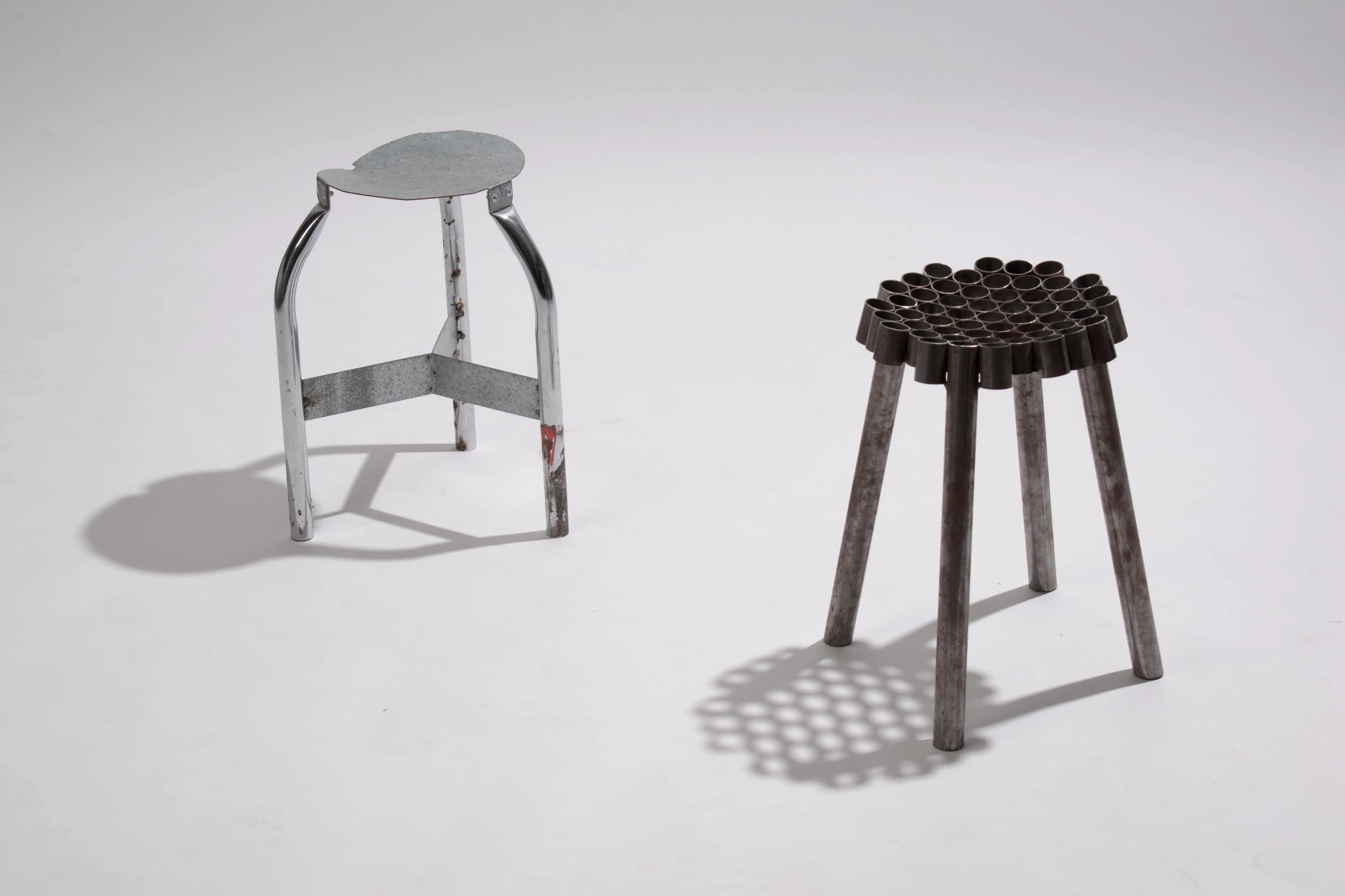 2 steel stools